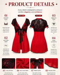 linsori - Crimson Flamenco Lace Babydoll Plus Size - peoduct detail