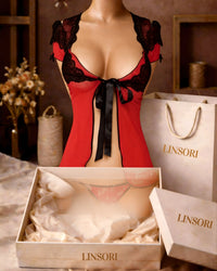 linsori - Crimson Flamenco Lace Babydoll Plus Size -  only product