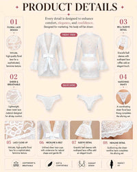 linsori - Pearl Lace Peignoir with Polka Dot Cuffs - product detail
