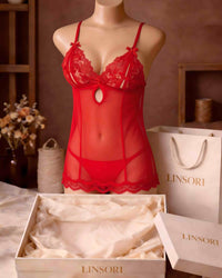 linsori - Crimson Romance Embroidered Chemise - product view