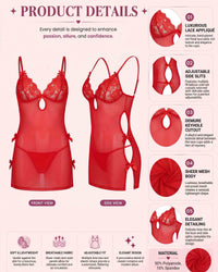 linsori - Crimson Romance Embroidered Chemise - product detail