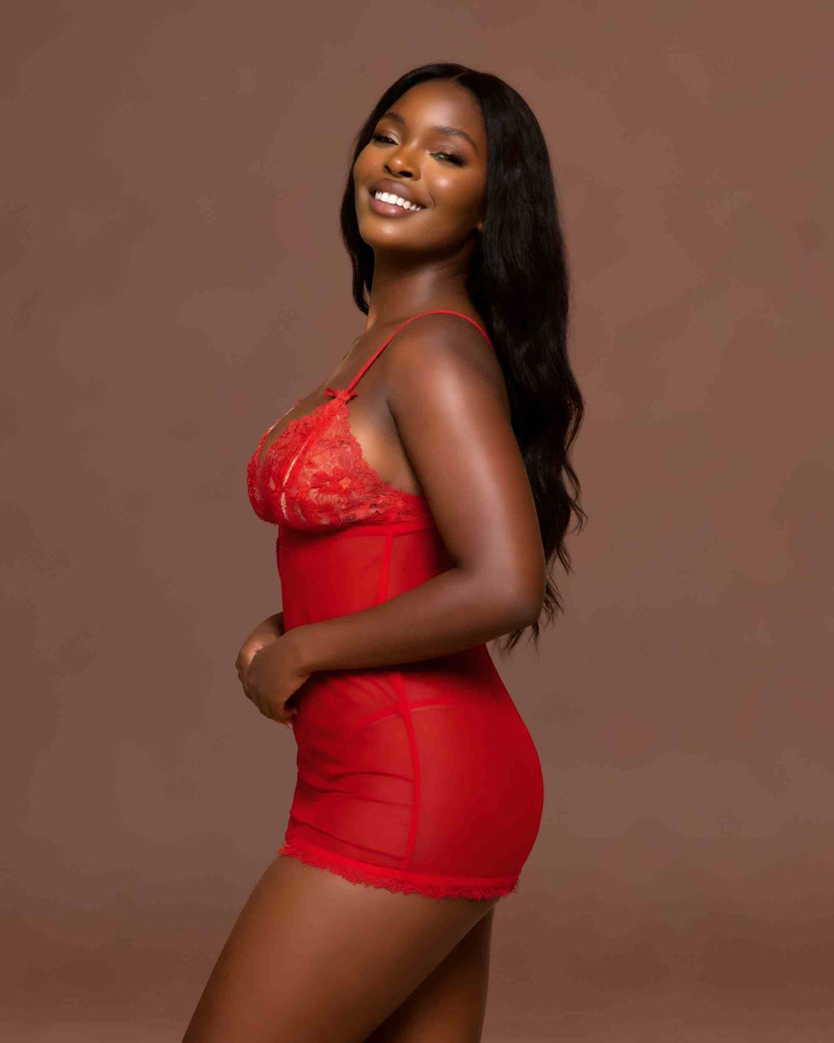 linsori - Crimson Romance Embroidered Chemise - left view