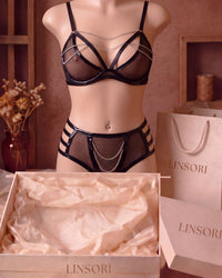Linsori Midnight Mesh Bra & Short Set Plus Size - Mannequin View