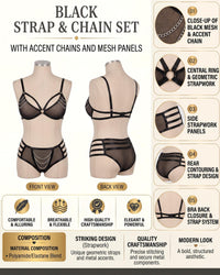 Linsori Midnight Mesh Bra & Short Set Plus Size -  Product detail view