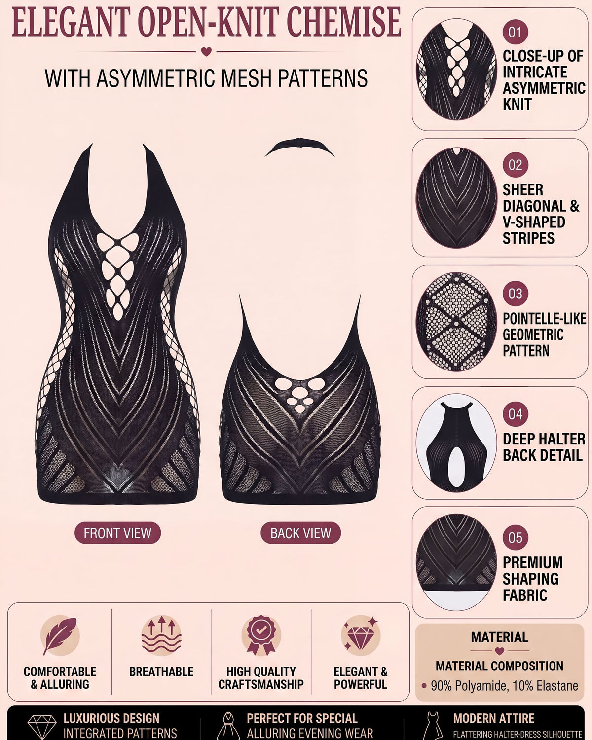 linsori - Midnight Fishnet Mini 2 Piece - product detail