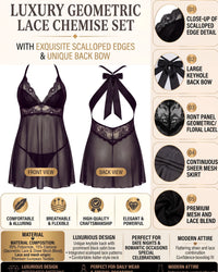 Linsori Noir Tulle Chemise with Bow Plus Size  -  Product detail view