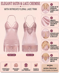 Linsori Rose Venice Lace Chemise Piece Plus Size -  Product detail view