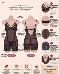 linsori - Venice Noir Lace Chemise Piece Plus Size - product detail