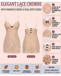 Linsori Bare Floral Lace Chemise Piece Plus Size -  Product detail view