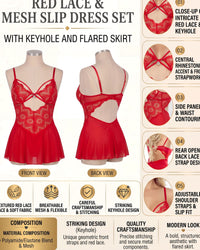 Linsori Crimson Heart Babydoll Set Plus Size -  Product detail view