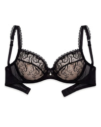 Linsori Noir Embroidered Soft Cup Bra 2 Plus Size - White background view