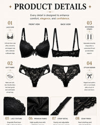 Linsori Carmen Midnight Push-Up Bra Plus Size -  Product detail view