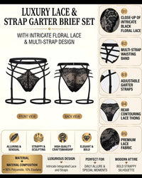 Linsori Cyria Noir Geometric Suspender Belt -  Product detail view