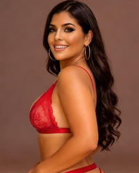 Linsori Crimson Lace Soft Cup Bra Plus Size -  Left view