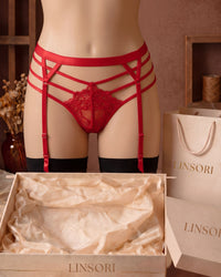 Linsori Cyria Scarlet Suspender Belt Plus Size - Mannequin View