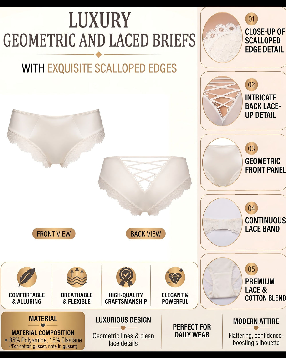Linsori Pearl Eyelash Lace Brief 2 -  Product detail view