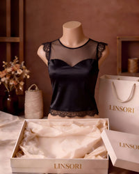 Linsori Noir Eyelash Lace Shirt - Mannequin View
