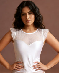 Linsori Ivory Eyelash Lace Shirt Piece - Front view 