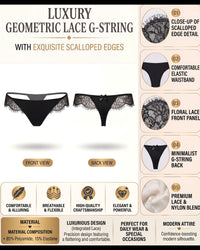 Linsori Noir Eyelash Floral Lace Thong -  Product detail view