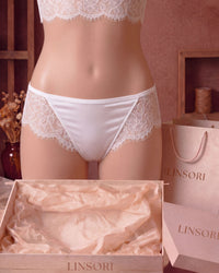 Linsori Pearl Eyelash Floral Lace Thong - Mannequin View