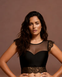 Linsori Noir Eyelash Lace Top Piece - Front view 