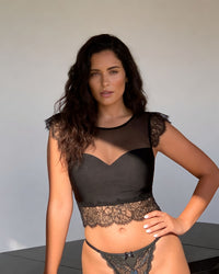 Linsori Noir Eyelash Lace Top Piece - Lifestyle view