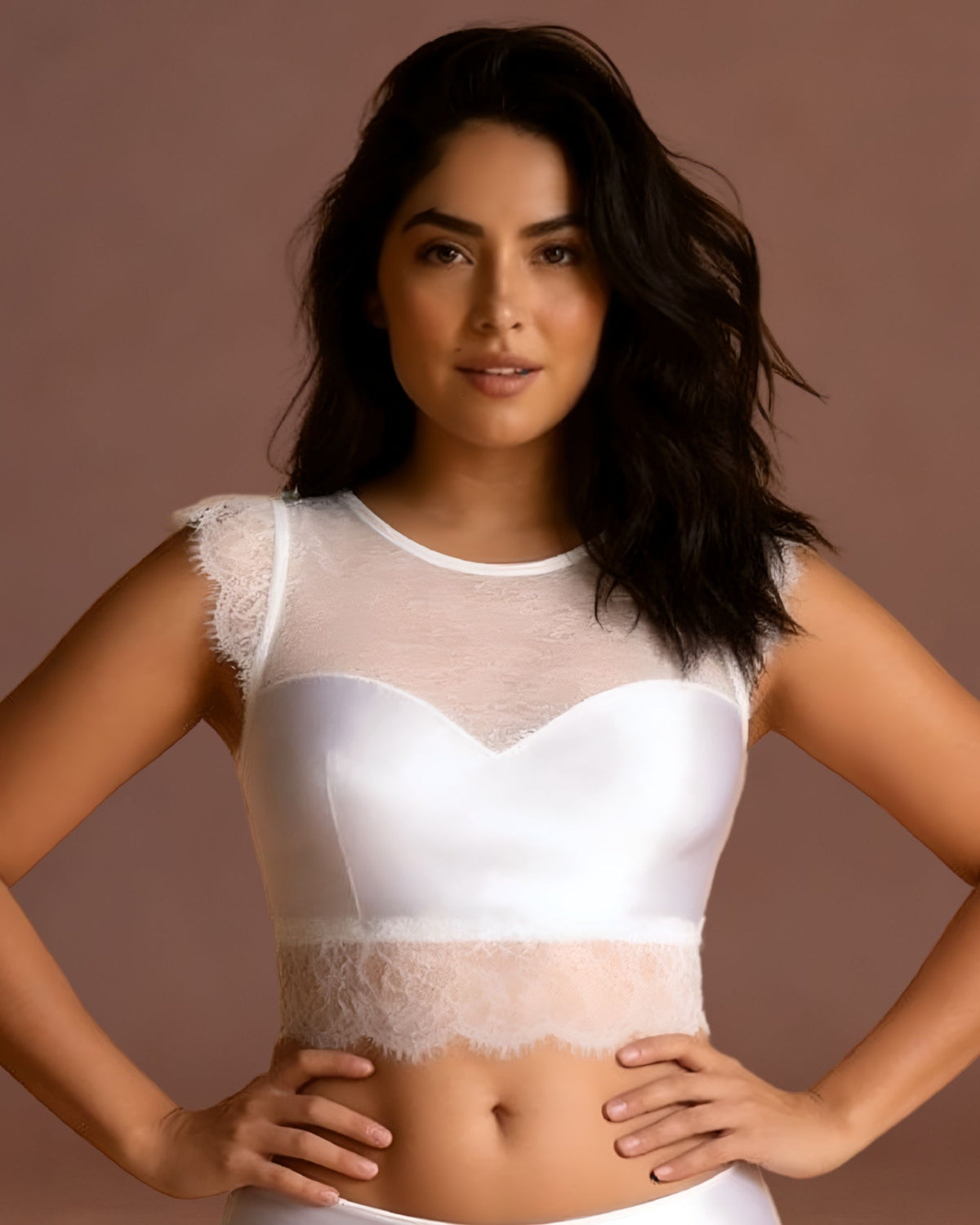Linsori IvFront view ory Eyelash Lace Top Piece - Front view 