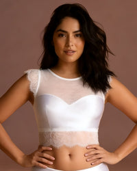 Linsori IvFront view ory Eyelash Lace Top Piece - Front view 
