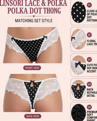 Linsori Bare Polka Dot Lace Thong -  Product detail view