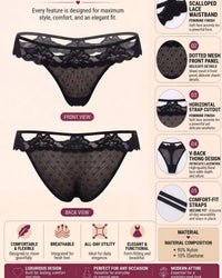 Linsori Noir Dotted Mesh Delicate Brief Bridal -  Product detail view