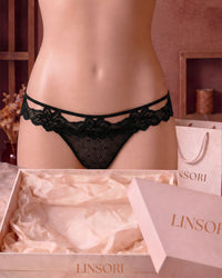 Linsori Noir Dotted Mesh Delicate Brief Bridal - Mannequin View