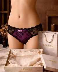 Linsori Midnight Lace Fifi Floral Lace Brief - Mannequin View