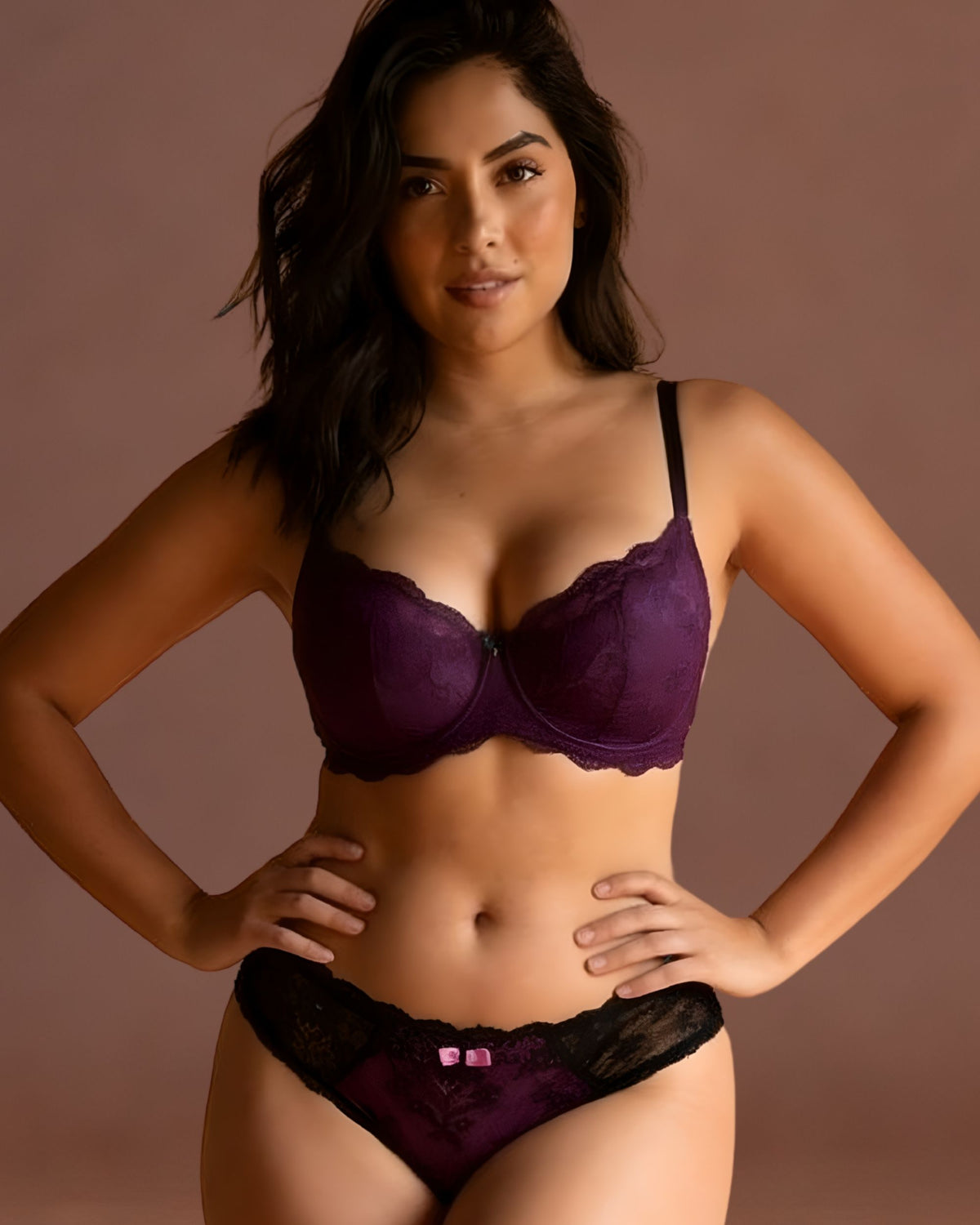 Linsori Midnight Lace Fifi Floral Lace Brief - Front view 