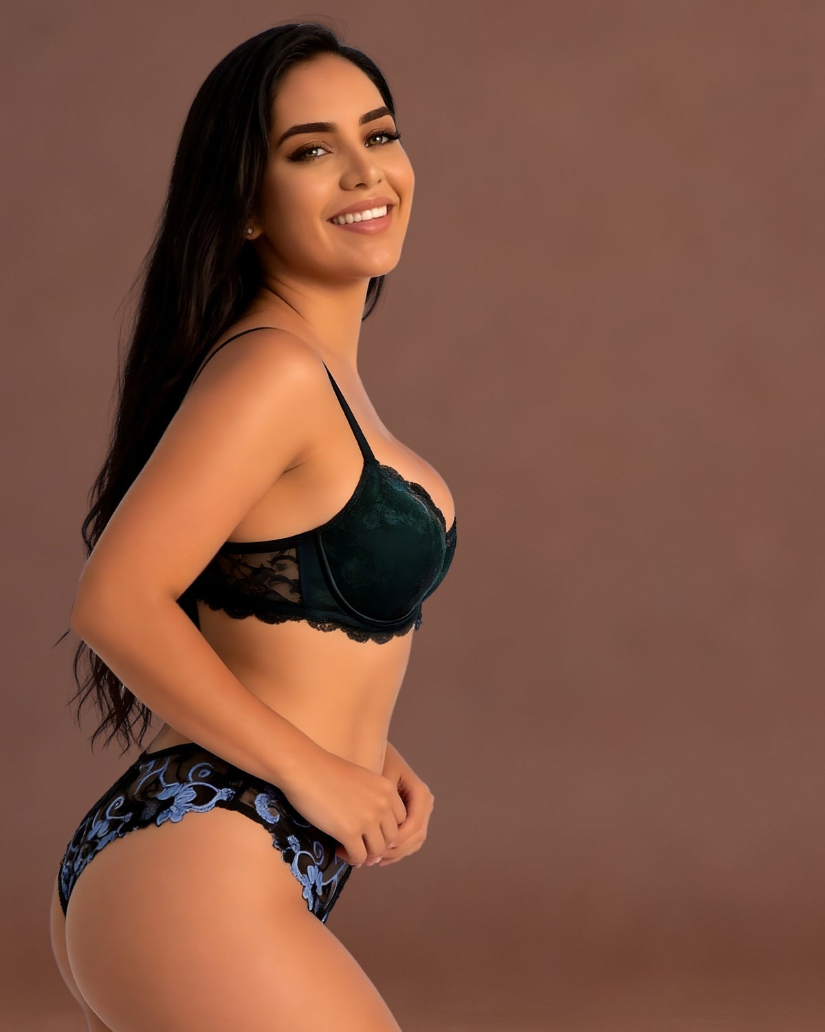 Linsori Midnight Blue Embroidered Brief -  Right view
