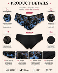 Linsori Midnight Blue Embroidered Brief -  Product detail view