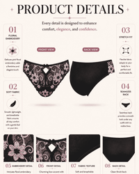 Linsori Florence Noir & amp - Rose Embroidered Brief -  Product detail view