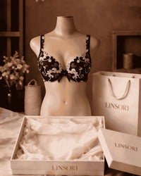 Linsori Florence Noir & Rose Embroidered Brief - Mannequin View 