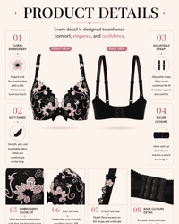 Linsori Florence Noir & Rose Embroidered Brief -  Product detail view