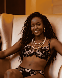Linsori Florence Noir & Rose Embroidered Brief - Lifestyle view