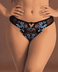 Linsori Sapphire Florence Embroidered Thong - Front view 