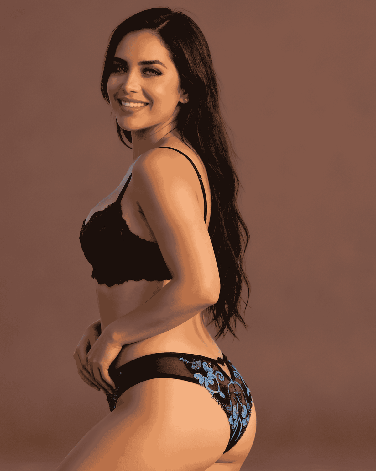 Linsori Sapphire Florence Embroidered Thong -  Left view