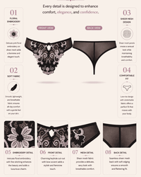 Linsori Florence Embroidered Blush Thong -  Product detail view