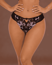Linsori Florence Embroidered Blush Thong - Front view 