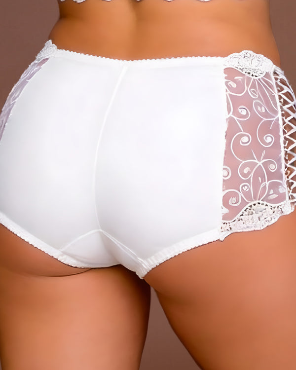 LINSORI - Pearl Ginewra Embroidered Lace Short - back view