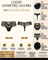 Linsori Obsidian Eyelash Lace Thong -  Product detail view