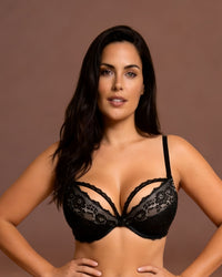 Linsori Midnight Push Up Delicate Bra Plus Size  - Front view 