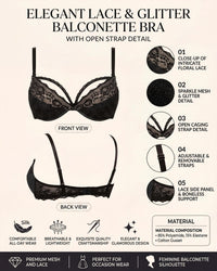 Linsori Midnight Push Up Delicate Bra Plus Size  -  Product detail view