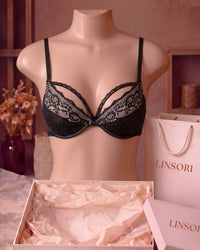 Linsori Midnight Push Up Delicate Bra Plus Size  - Mannequin View