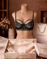 Linsori Midnight Lace Soft Cup Bra 4 Plus Size - Mannequin View
