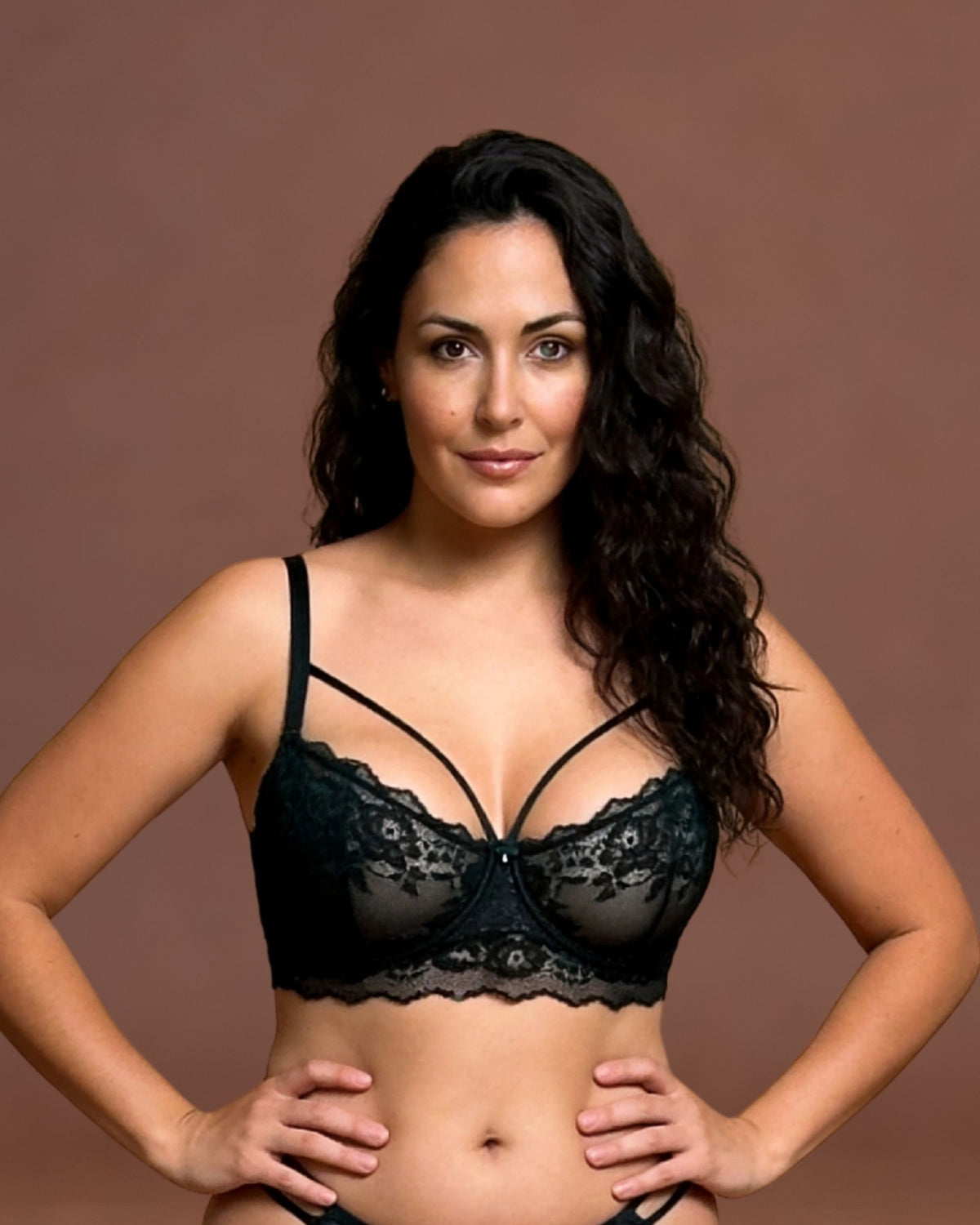 Linsori Midnight Lace Soft Cup Bra 4 Plus Size - Front view 